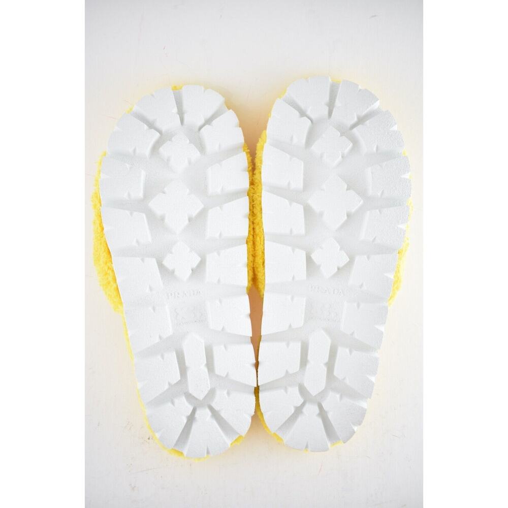Prada Yellow Terry Cloth Black Logo Slide Sandal Rubber Sole Flip Flop Flat 38 - Picture 12 of 12